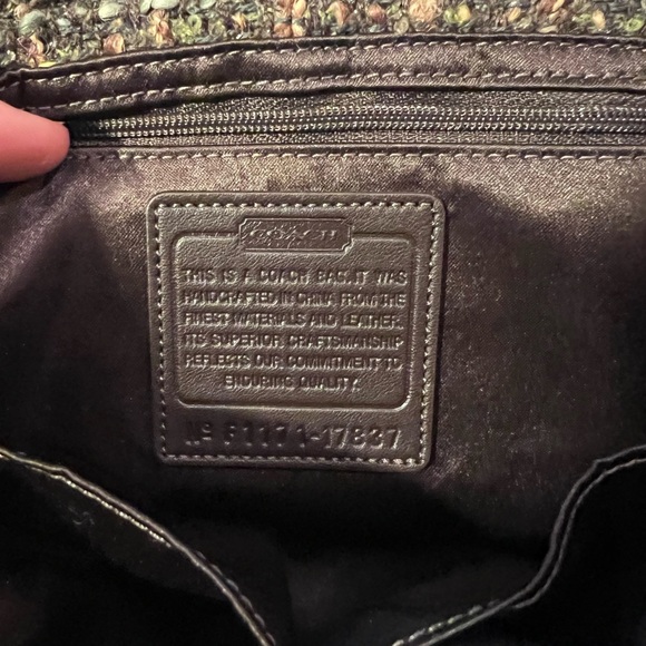 NWT Coach Green/ Brown Fall Tweed Chelsea Boucle Flap Bag - Picture 4 of 11